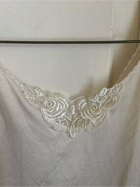 Vintage Bali Studio Lace Trim Satin Camisole - White
